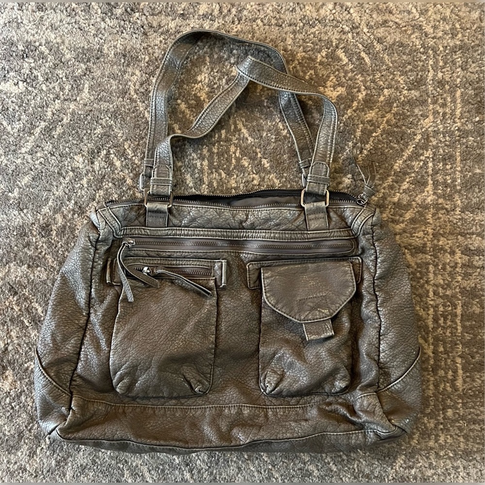 Grey Pebbled Faux Leather Converse Purse
